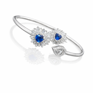 Pure Silver Bangle with Ring Set with Sparkling Cubic Zircon Stones Gift for Women Unseen