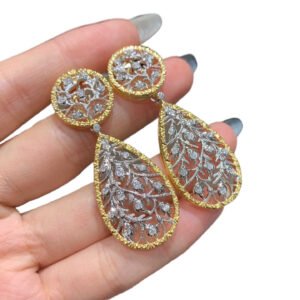 Luxury Authentic 925 Gold Plated CZ Earrings Boutique