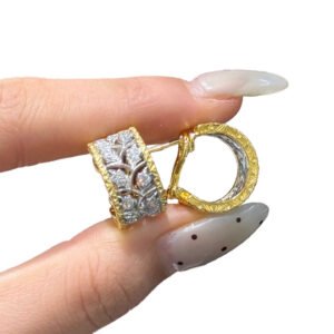 Luxury Cocktail Gold Plated 925 CZ Earrings | Party Art